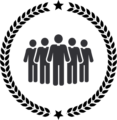 5 Clip Art Style People Surrounded by Laurels - Logo