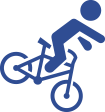 Blue icon depicting someone falling off a bike, suggesting a need for a bicycle accident attorney