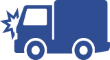 Blue icon depicting a truck collision, suggesting a need for one of the best truck accident lawyers