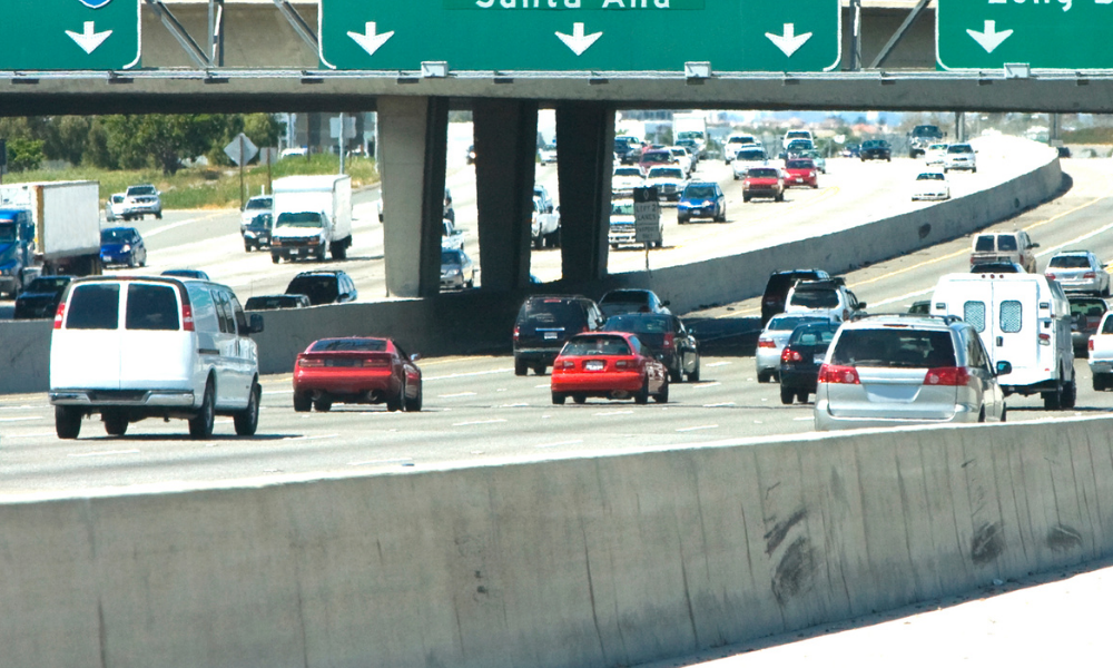 Cars on the 55 freeway in Orange County