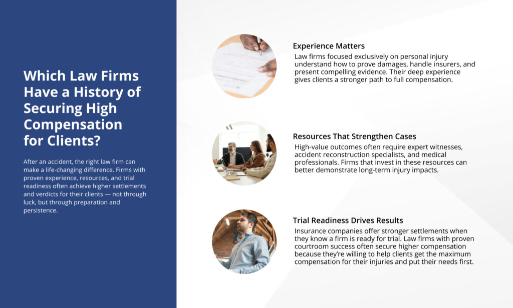 Infographic for "Which Law Firms Have a History of Securing High Compensation for Clients?"