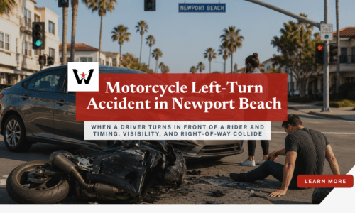 what happens if a driver turns left in front of a motorcycle in Newport Beach