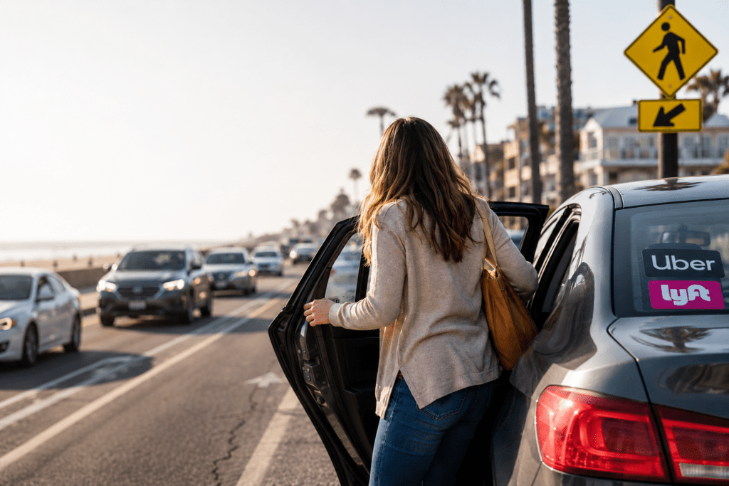hurt after a Lyft or Uber drop-off in Newport Beach