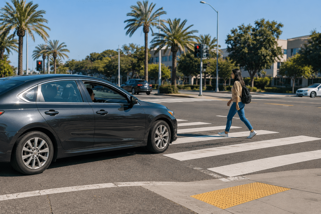 left turn pedestrian crosswalk accident in Long Beach