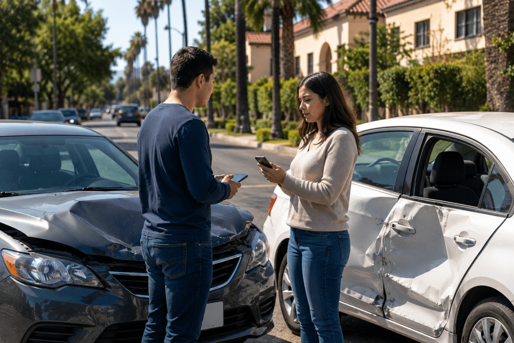 Anaheim traffic collision borrowed car insurance claim
