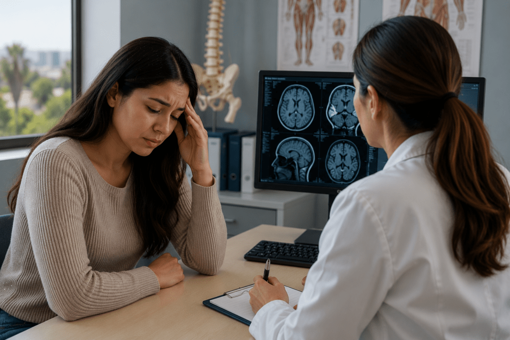 Los Angeles TBI symptoms normal imaging after car accident