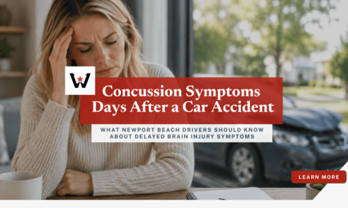 concussion symptoms days after a car accident in Newport Beach