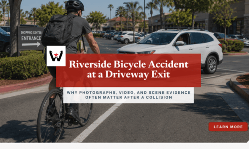 Riverside bicycle accident driveway parking lot exit
