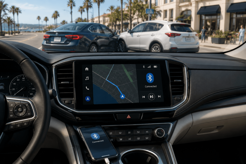 Newport Beach Car Accident Claims: How Vehicle Infotainment System Data May Help Explain What Happened 1 Newport Beach vehicle infotainment accident data displayed on a modern vehicle infotainment screen following a collision
