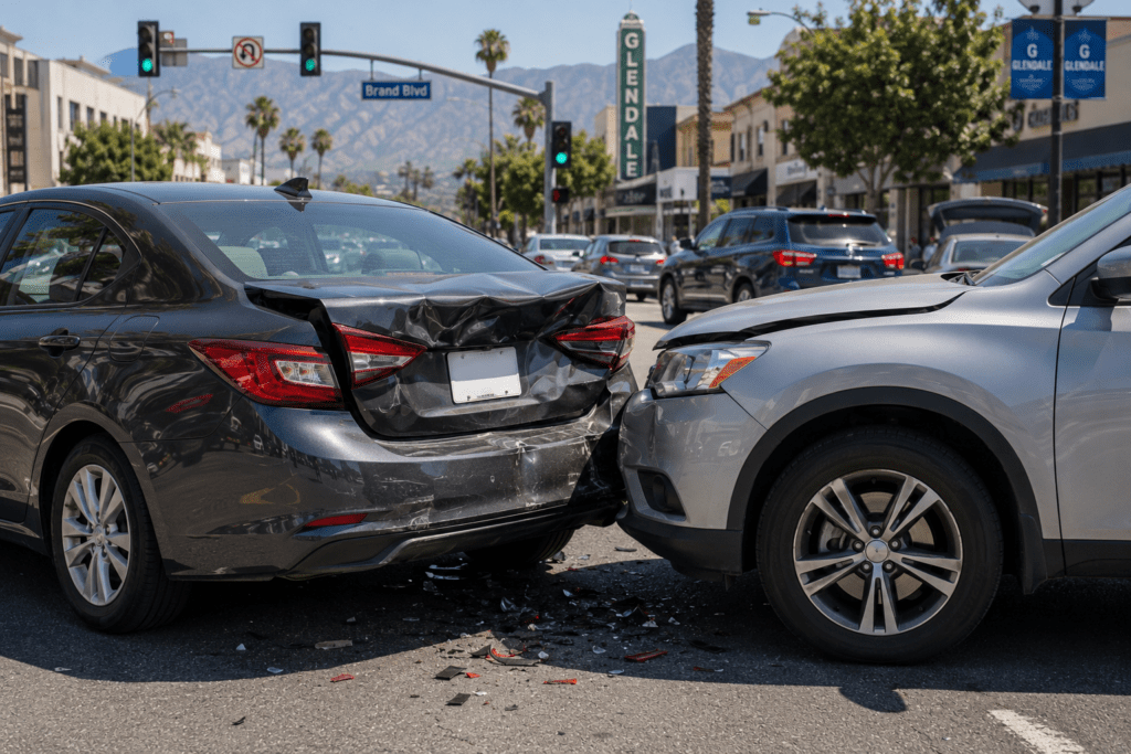 Glendale rear end accident event data recorder after a rear-end collision