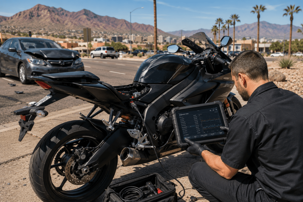 Phoenix Motorcycle Accident Claims: How Motorcycle Ecu And Ride Data May Help Explain What Happened 1 Phoenix motorcycle ECU ride data from a modern sport motorcycle following an accident
