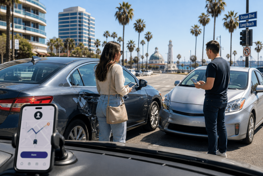 Long Beach Uber Lyft accident injured passenger or other driver claim