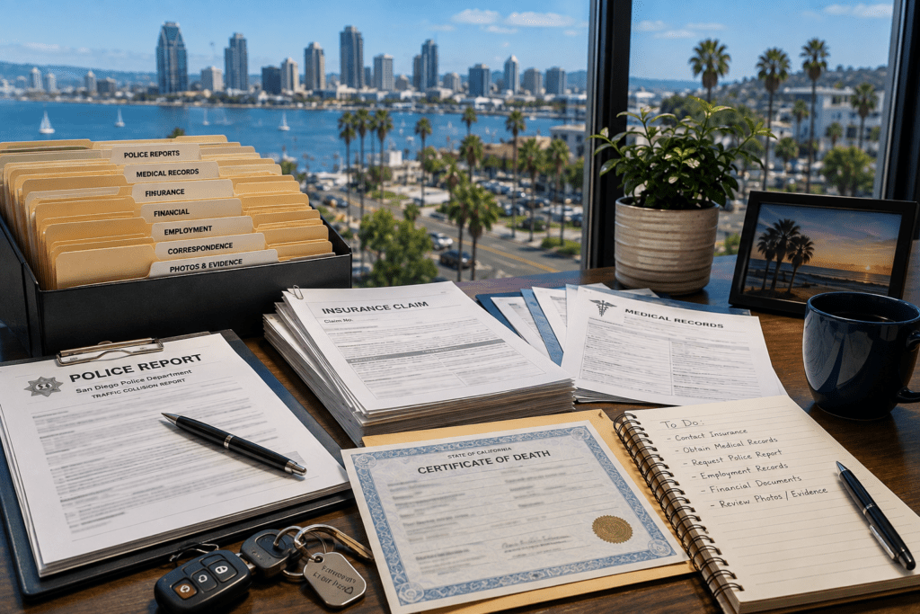 San Diego Fatal Motor Vehicle Accidents: Records Families May Need For A Wrongful Death Claim 1 San Diego wrongful death accident records including police reports, insurance documents, and medical paperwork after a fatal motor vehicle collision
