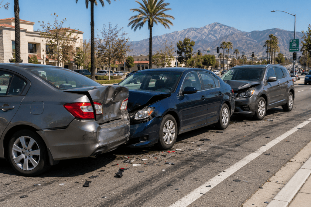 Riverside Chain-Reaction Car Accident Claims When Fault Is Still Being Sorted Out 1 Riverside chain reaction car accident fault involving multiple vehicles on a Southern California roadway
