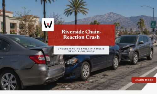 Riverside chain reaction car accident fault involving multiple vehicles on a Southern California roadway