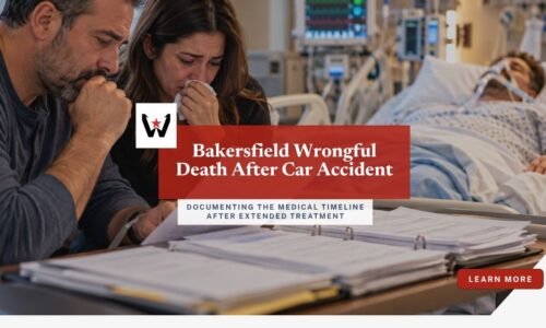 Bakersfield wrongful death after car accident involving extended hospital treatment and family medical records